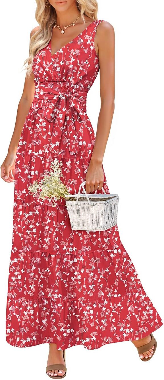 NWT Luxveer Women's Sleeveless Boho Floral Maxi Dress Sz XL